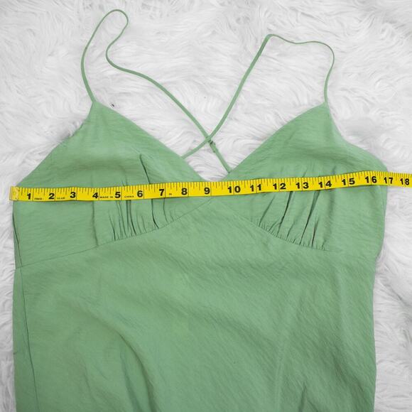 Madewell Green Cami Sleeveless Sweetheart A Line Slip Midi Dress Women Size 8 - Picture 7 of 11